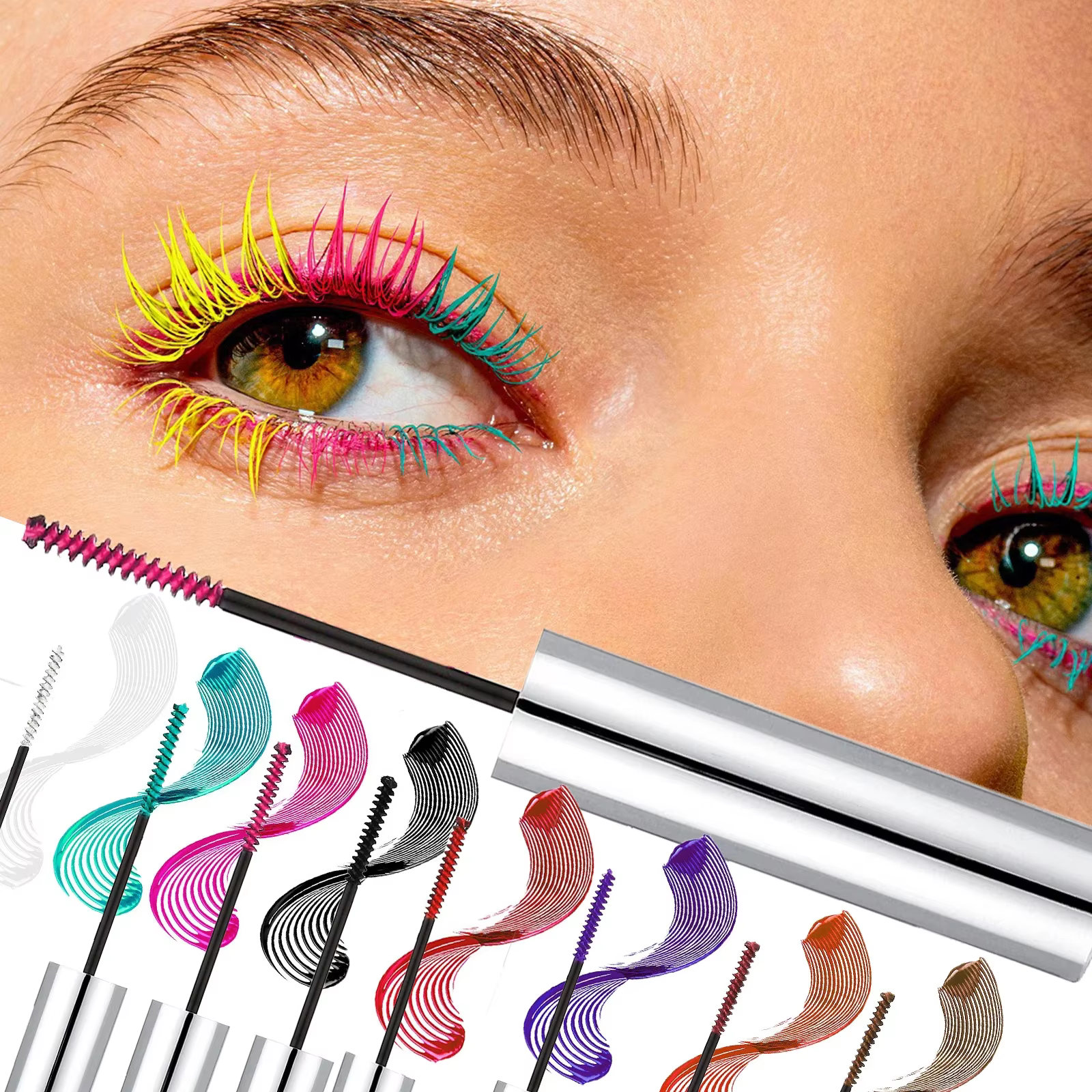 Mascara mince coloré imperméable à l'eau séchage rapide cils recourbés