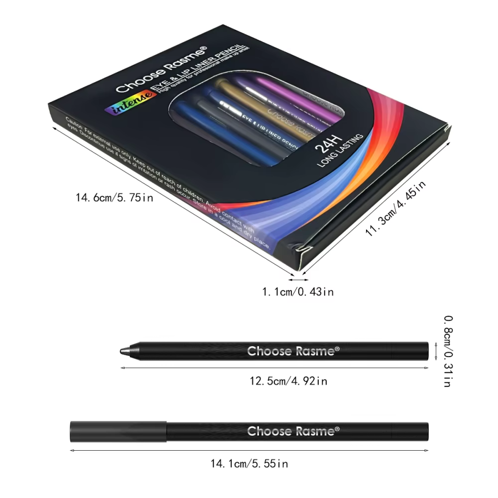 Ensemble de 12 stylos Eyeliner imperméables avec effets scintillants