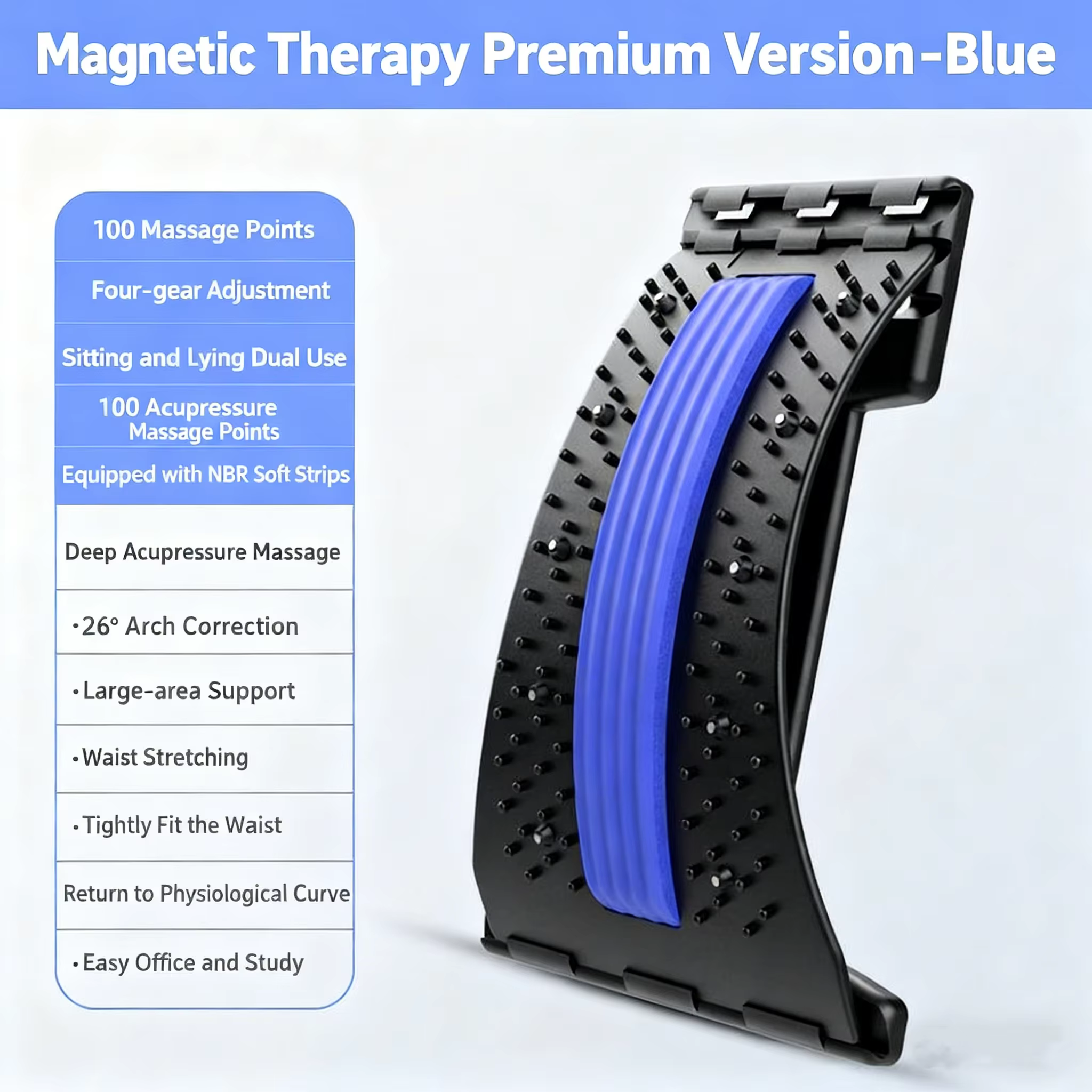 Masseur lombaire de soutien dorsal, relaxant vertébral, civière de traction lombaire pour le soulagement des douleurs dorsales, corrige la posture et favorise la relaxation de la taille