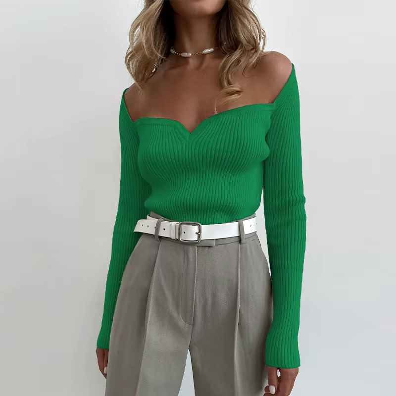 Pull tricoté pour femmes, nouvelle chemise et haut à bascule de couleur unie, automne et hiver 2025