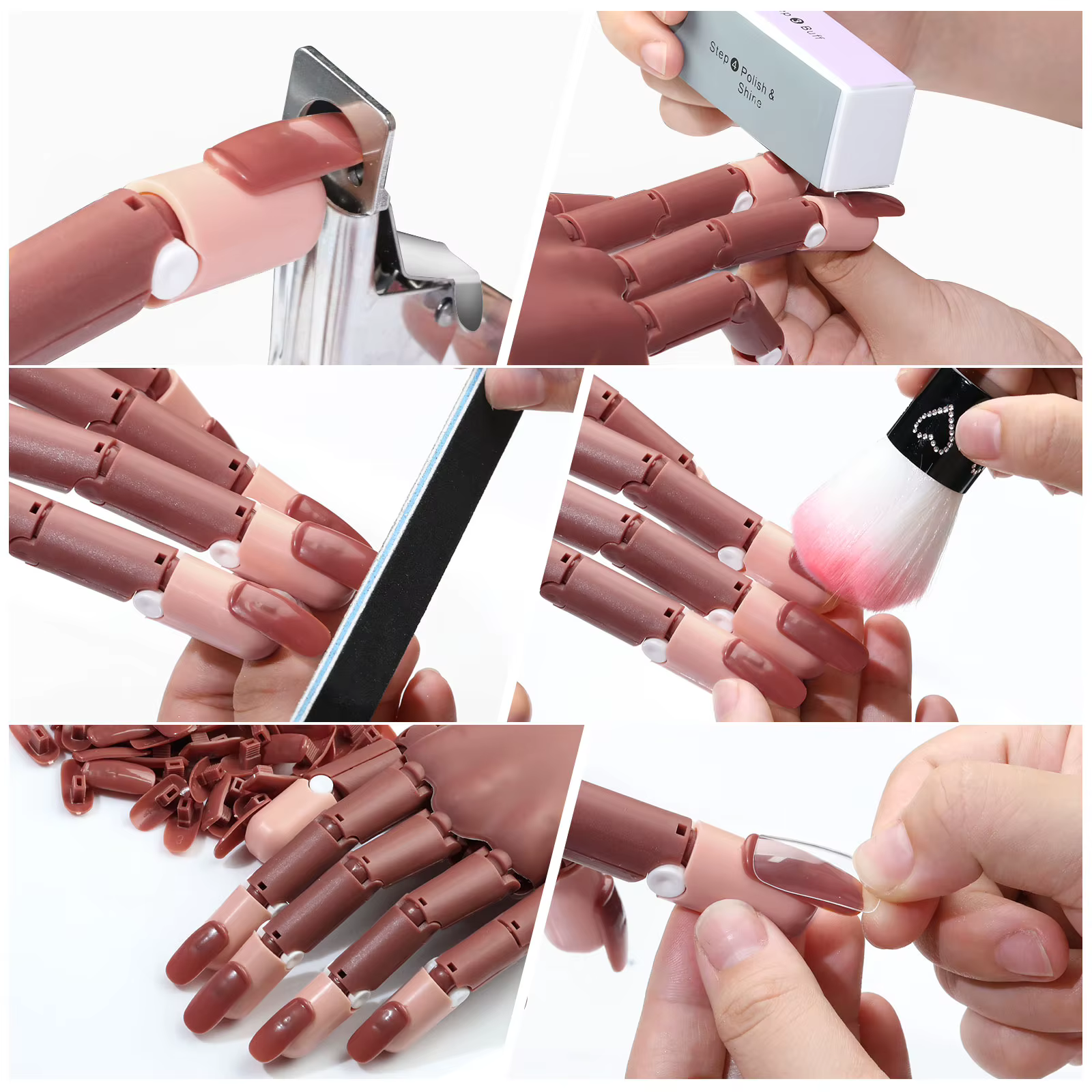 Nail Art pratique main manucure pratique doigt acrylique ongles conseils avec 100 pièces faux ongles équipement de formation des ongles outils
