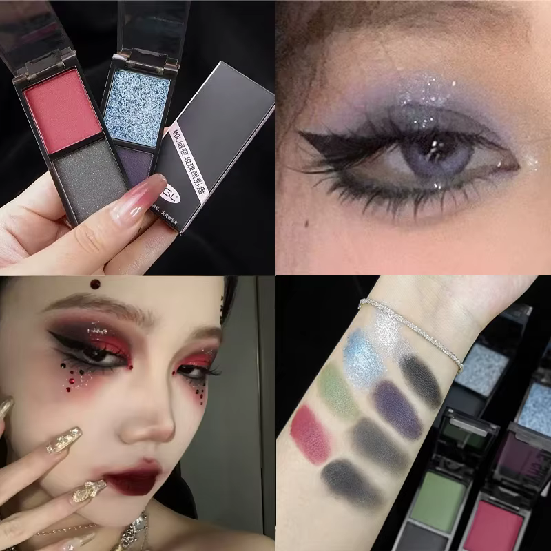 Palette de fards à paupières bicolore noir et rouge