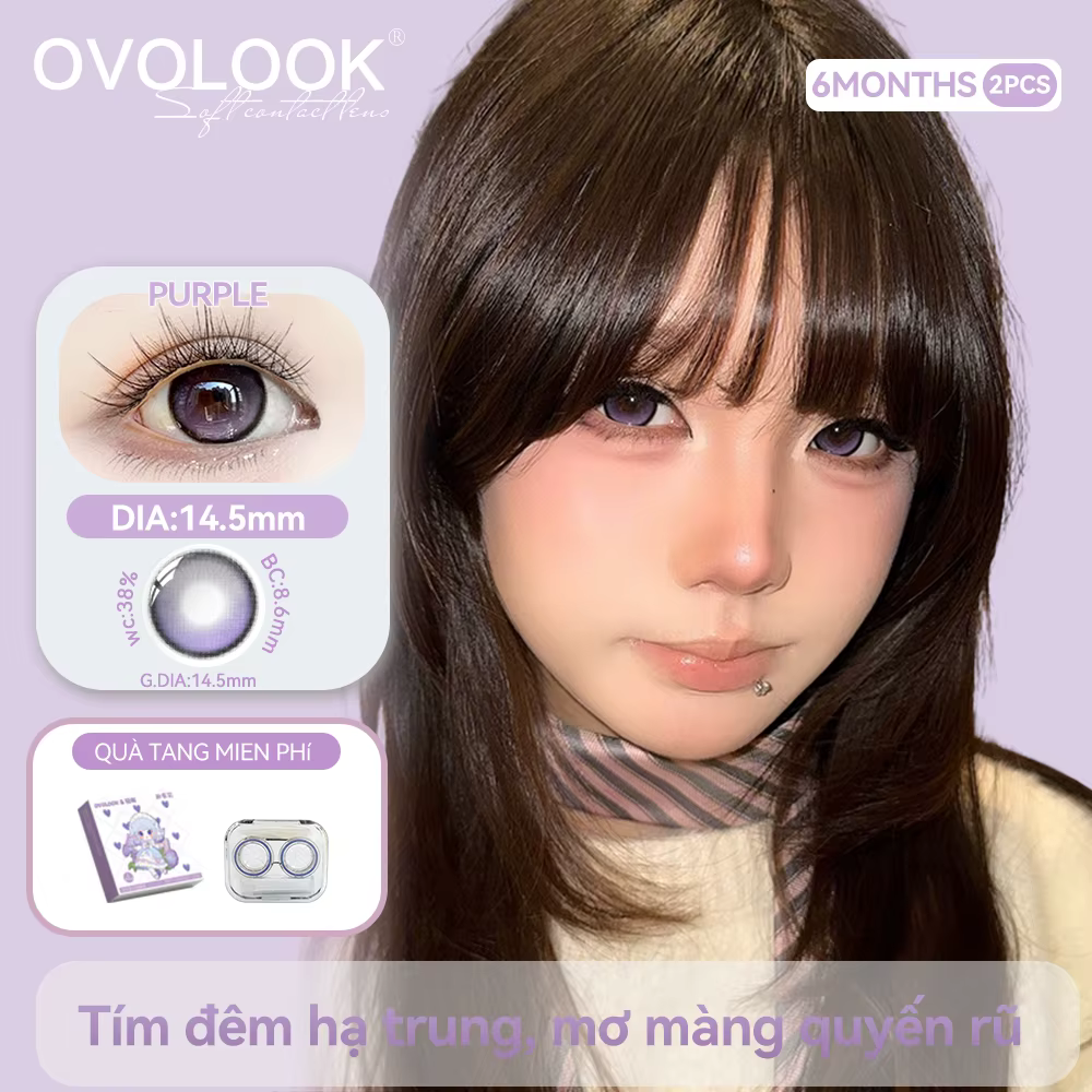 OVOLOOK - 2 lentilles de contact colorées de grand diamètre bleues/marron/grises/noires pour les yeux avec correction
