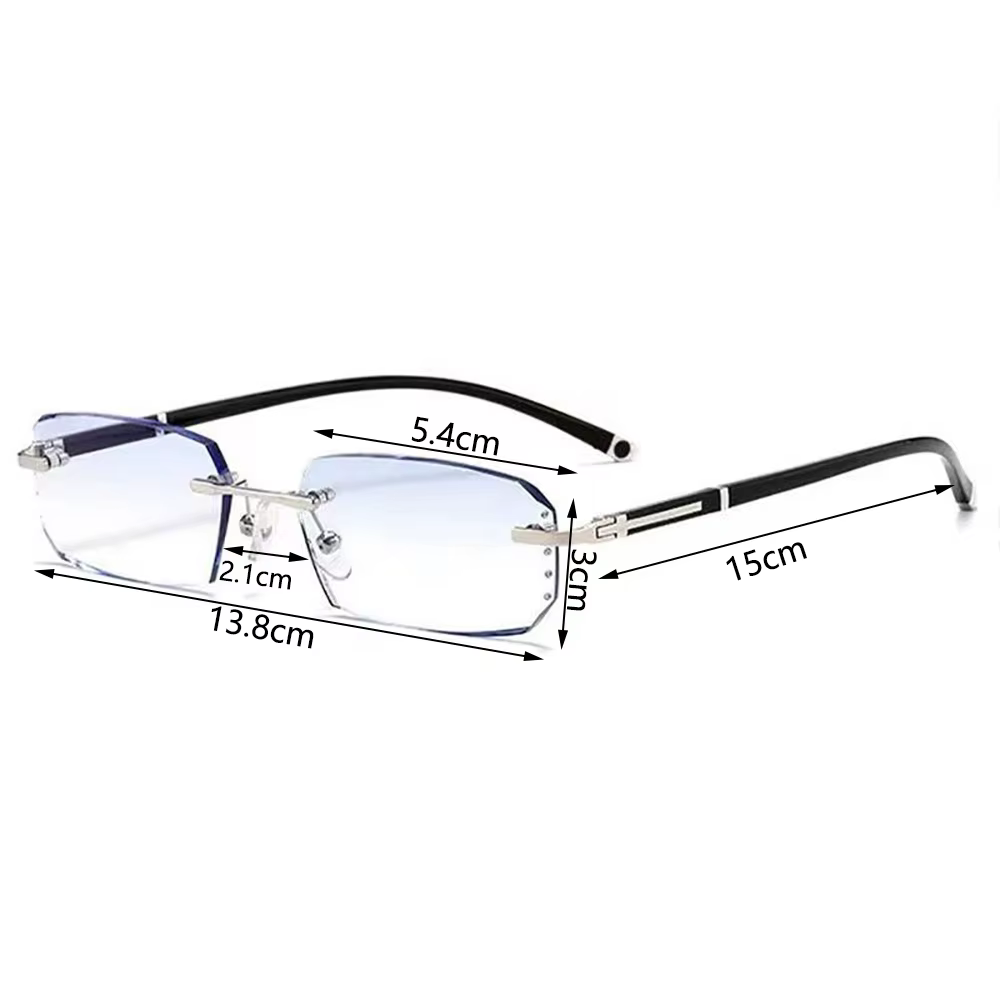 Lunettes de presbytie anti-bleu sans cadre pour hommes, lunettes à bords coupés, lunettes claires, anti-fatigue, HD, presbytie, nouveau