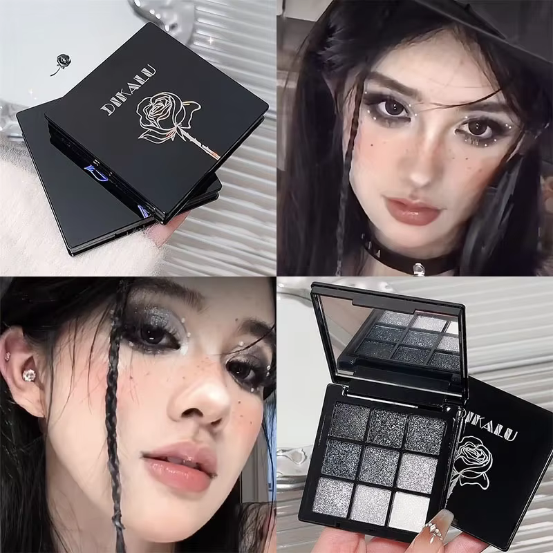 Noir rouge Punk fumé 9 couleurs fard à paupières perle froid couleur foncée maquillage