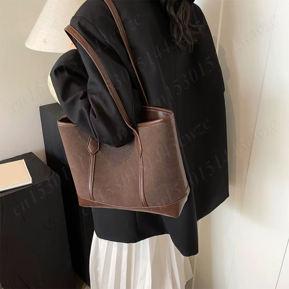 Sac à Main en Faux Daim pour Femme, Fourre-Tout avec Fermeture Éclair, Rétro, Sous les Bras, Solide, Document CommPiedmont, Shopping