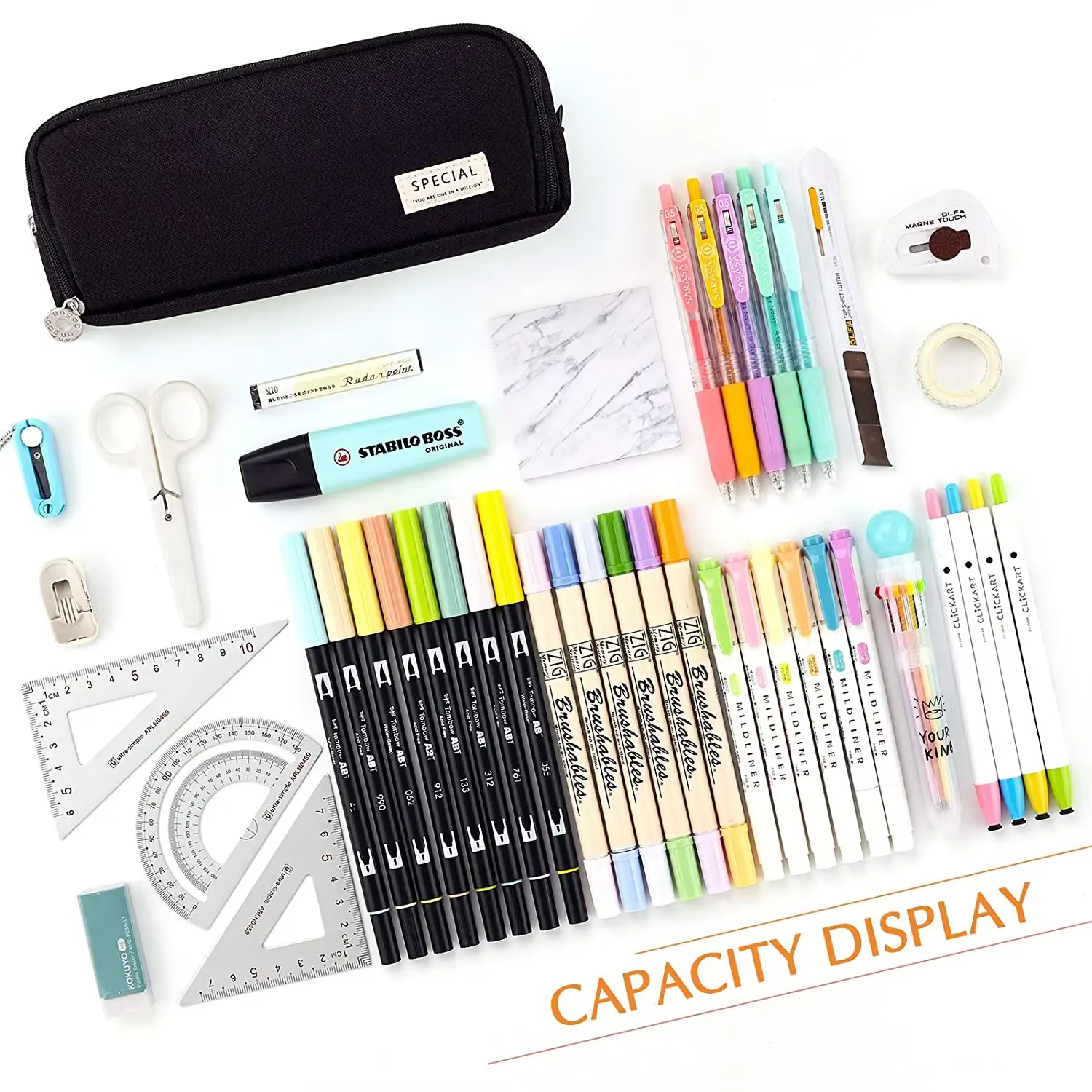Trousse à crayons grande capacité, pochette à crayons esthétique, organisateur de papeterie de bureau, sac à crayons multifonctionnel Simple et robuste