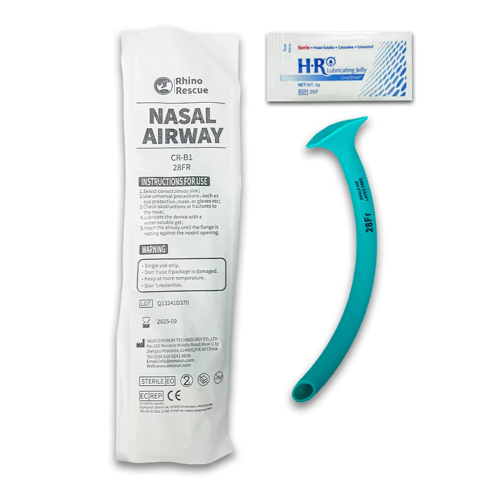 Rhino Rescue Nasalairway, Tube Nasopharyngé Médical Jetable pour Voie Nasale, Soins de Santé avec Lubrifiant