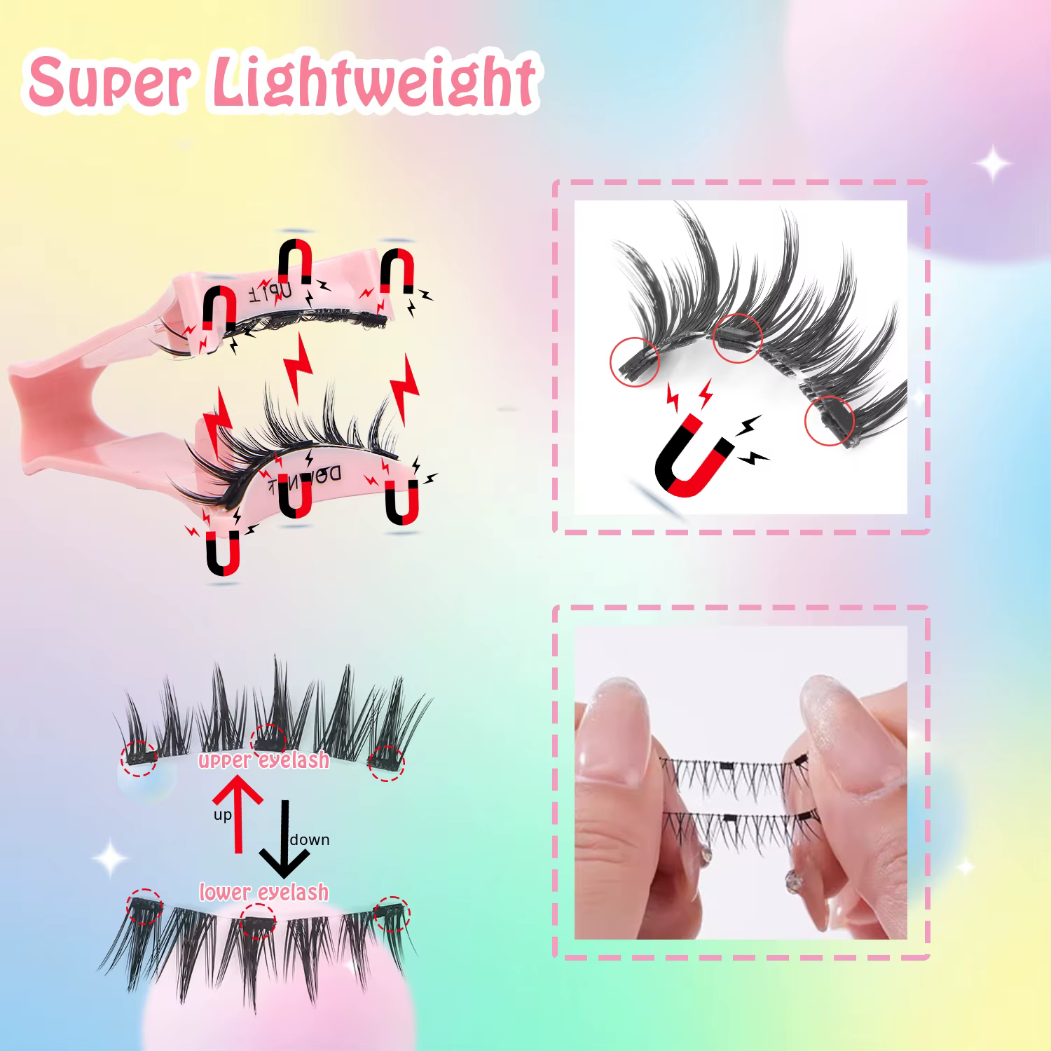 1 paire de faux cils magnétiques de style anime