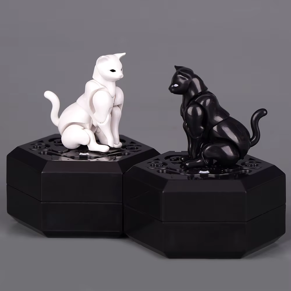 Modèle de chat noir et blanc, animal de compagnie à main, figurine d'action articulée, personnage de dessin animé, modèle de Base, articulations mobiles, outil de référence, jouet cadeau
