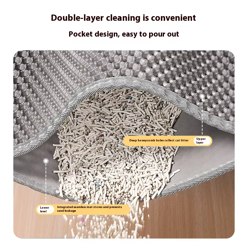 Tapis de litière pour chat, conception à 2 couches, technologie de piégeage du sable de qualité supérieure, Base étanche, protection de sol antidérapante pour animaux de compagnie, pour chatons d'inté