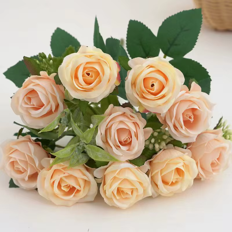 10 têtes Rose Bouquet fleurs artificielles Western Rose décoration de mariage 6 couleurs pivoines fausses fleurs fleurs artificielles