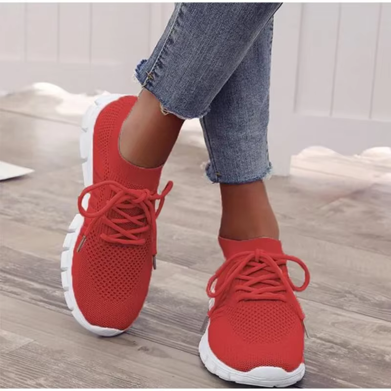 Chaussures Plates en Maille Respirante à Enfiler pour Femme, Baskets de Marche Décontractées, Canize