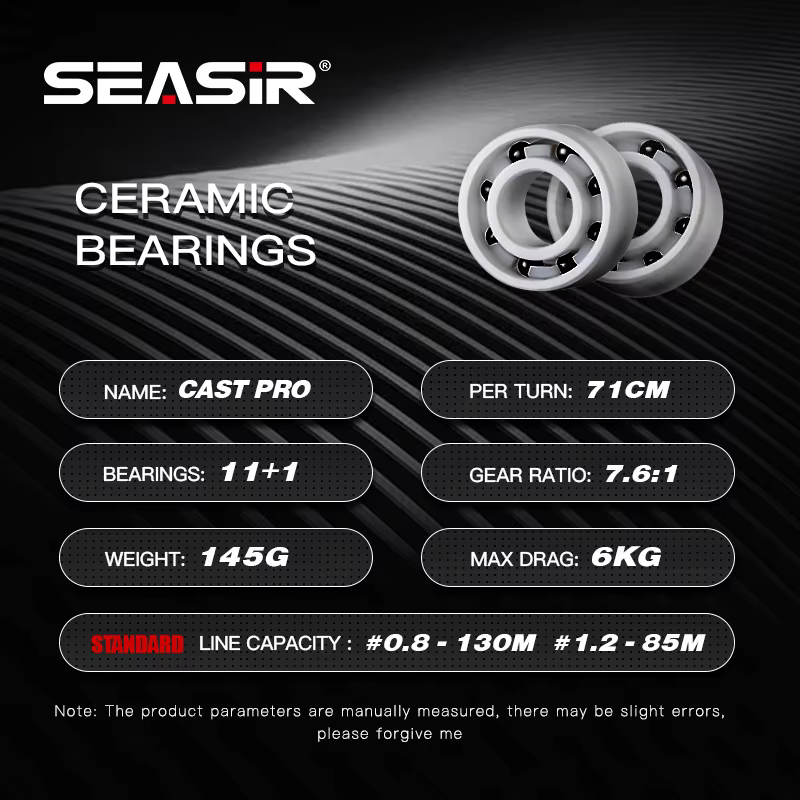 Seasir série P Cast Pro 145g BFS Baitcasting moulinet de pêche cadre en métal ultraléger 7.6:1 11 + 1BB glisser 6kg pêche en eau douce salée