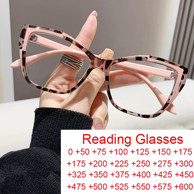 Lunettes de lecture œil de chat pour femmes, nouvelle marque de mode, tendance, léopard rose, Anti lumière bleue, pour ordinateur, Focus Plus 0 ~ + 6.0