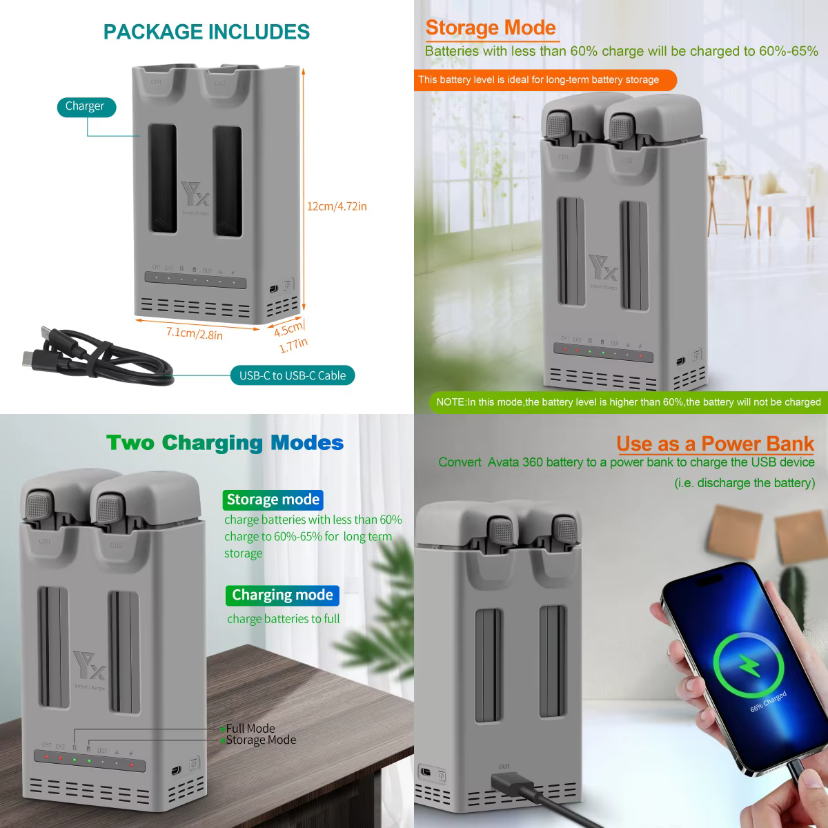 Hub de charge rapide 3 ports 100W, base de charge intelligente pour batterie, accessoires pour drone DJI AVATA 360