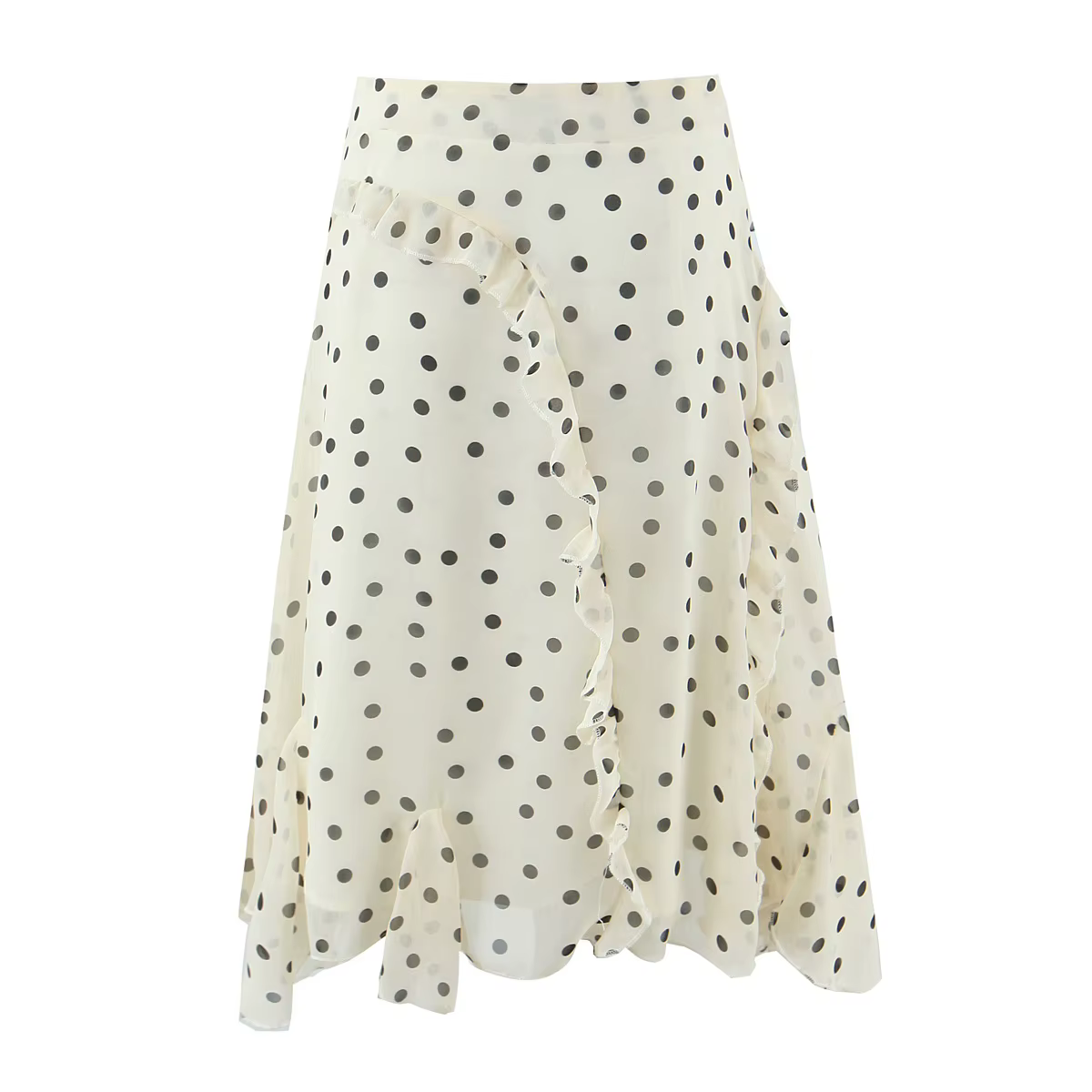 Jupes midi pour femmes, jupe en satin taille haute, jupe à pois, vêtements d'été 2026 pour femmes, jupe à volants, mode coréenne