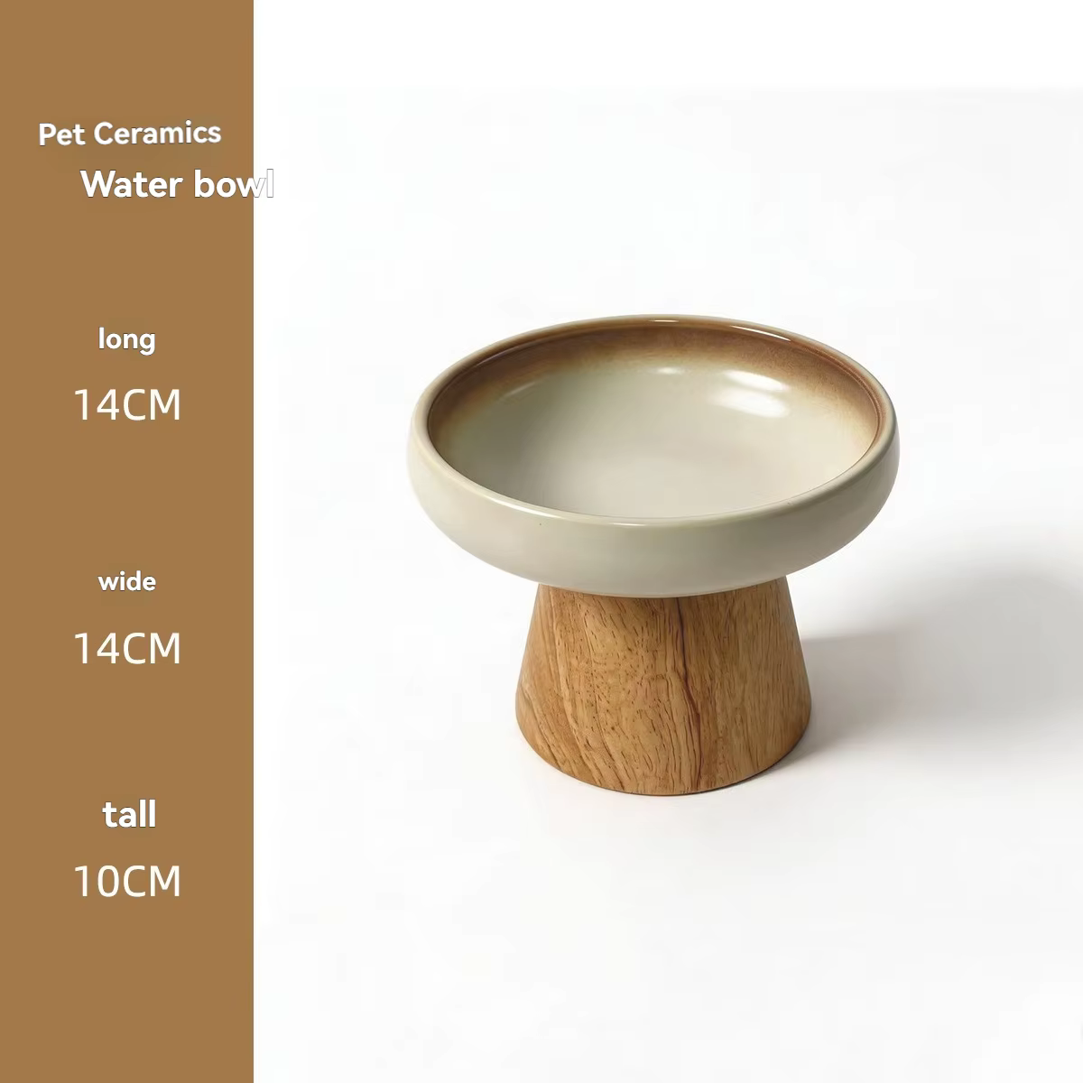 Bol surélevé en céramique pour chat avec base en bois massif, gamelle anti-choc pour protéger le cou, style rétro, pour l'intérieur