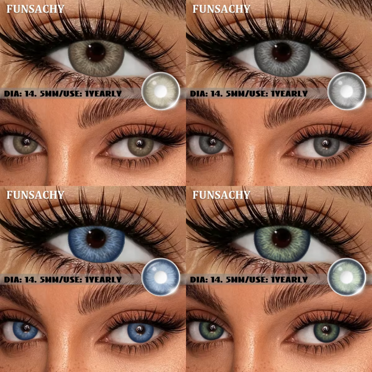 FUNSACHY 1 Paire de Lentilles de Contact Bleues pour les Yeux