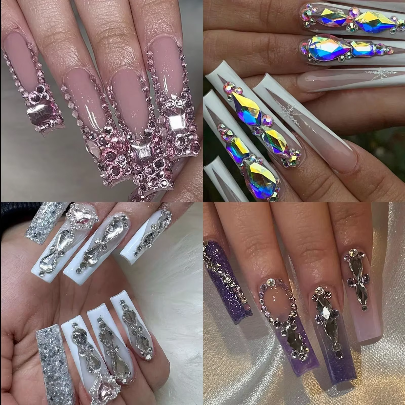 Strass à fond plat pour ongles, 12 grilles, verre de forme mixte, cristal, Kit de breloques de Luxe, accessoires de décoration d'ongles à faire soi-même