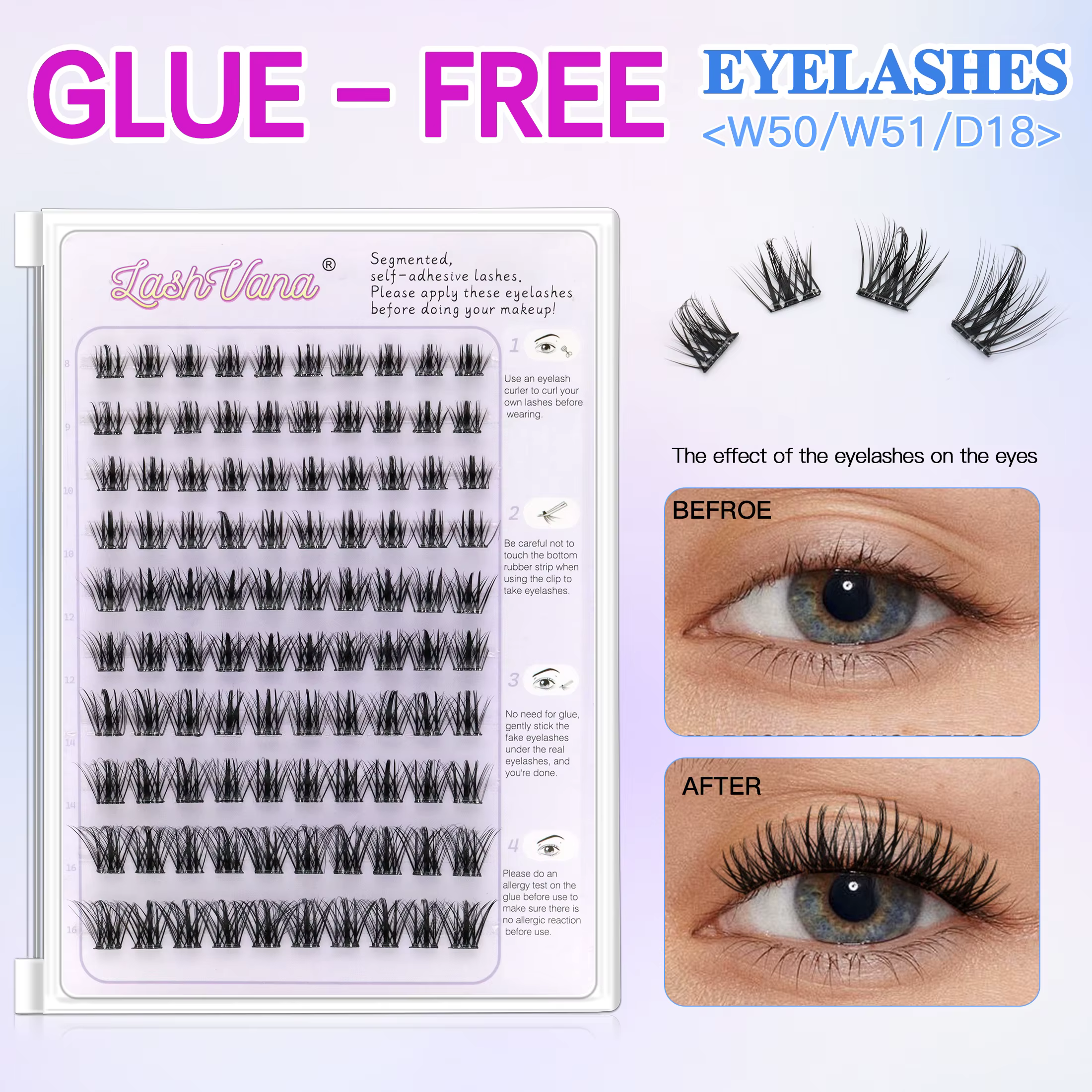 Faux cils autocollants sans colle