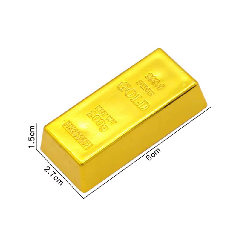 Faux lingots d'or en plastique, simulation de brique dorée, faux barre d'or scintillante, presse-papier, arrêt de porte, accessoire de film, nouveauté cadeau