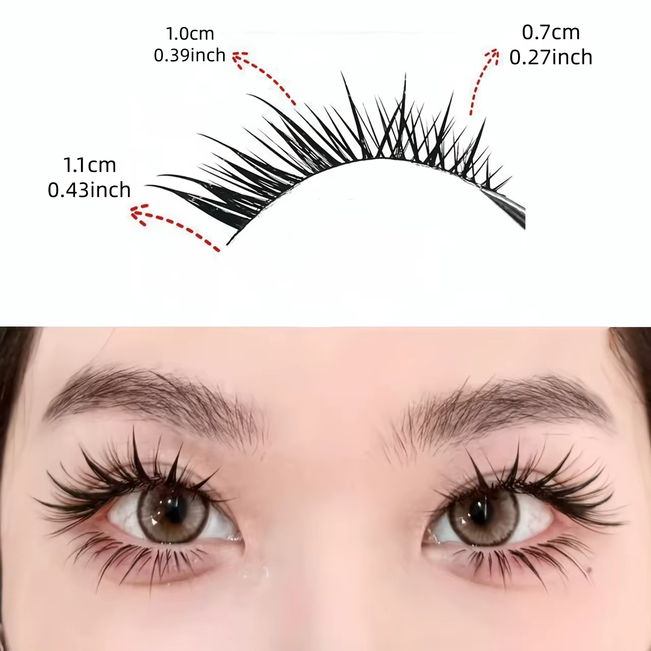 5 paires de faux cils volants diagonales avec de fines tiges noires