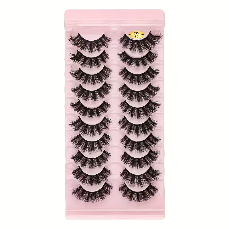 10 paires de faux cils en vison synthétique