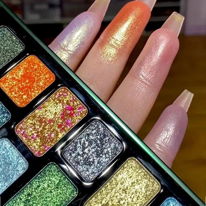 Palette de fards à paupières diamant scintillant de 16 couleurs