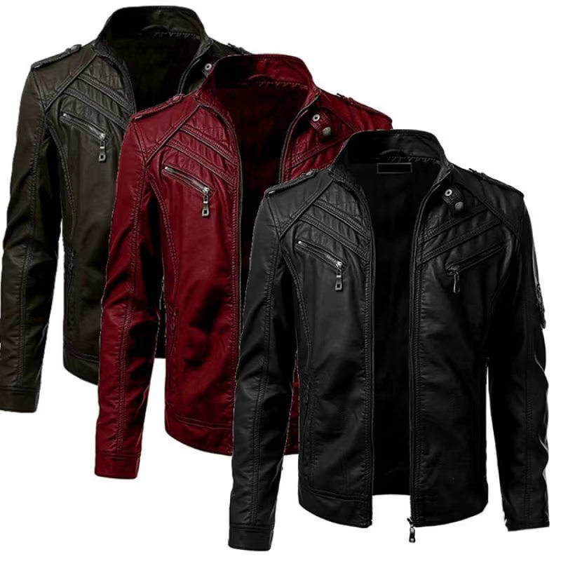 Hommes veste en simili cuir moto 5Xl hommes vestes noir Jaqueta De Couro Masculina vêtements d'extérieur mâle coupe ajustée Pu manteaux en cuir homme