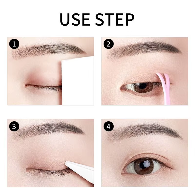 Autocollants invisibles à Double pli pour paupières, bande autocollante en dentelle naturelle, rayures Beige claires, outils de maquillage pour les yeux naturels pour fard à paupières