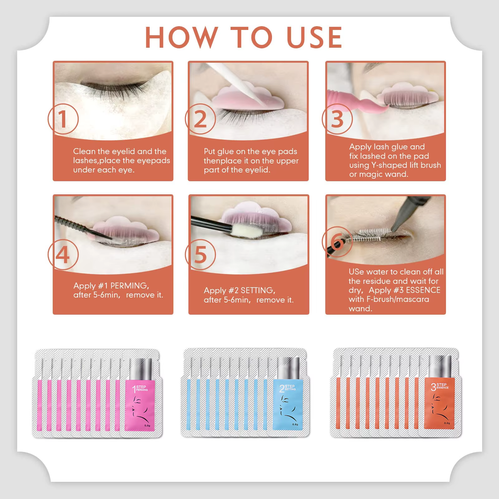 Libeauty 10/20/30 pièces 0.8 g/sac Sachet Kit de levage de cils Lotion de permanente