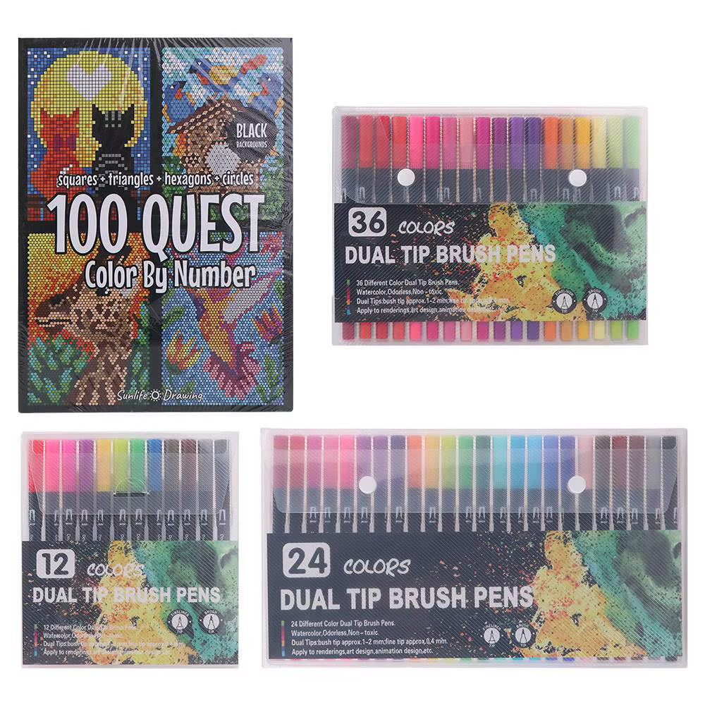 Livre de coloriage d'activités de dessin animé, éducatif, en papier, double face, pour crayons aquarelle et peinture numérique, à colorier à la main