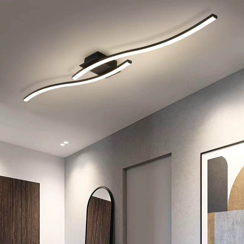 Plafonnier minimaliste moderne en aluminium noir plafonnier LED luminaire économie pour salon chambre maison intérieure