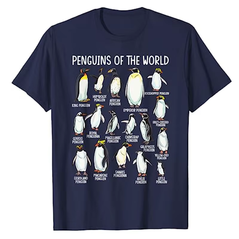 Pingouins du monde Zookeeper animaux de mer amoureux des pingouins T-Shirt Types de pingouins graphique T-Shirt hauts biologues marines vêtements