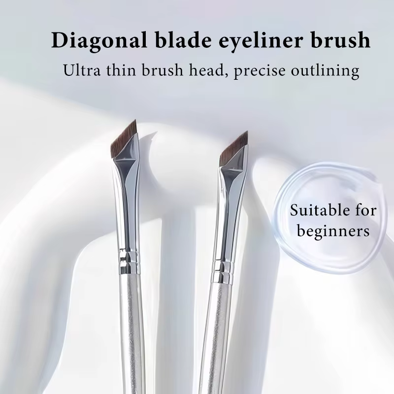 1/2/3 Pinceaux professionnels ultra-fins angulaires pour eye-liner, pinceaux plats à angle fin pour le contour des sourcils, pinceaux de précision pour le maquillage du visage, outils de maquillage