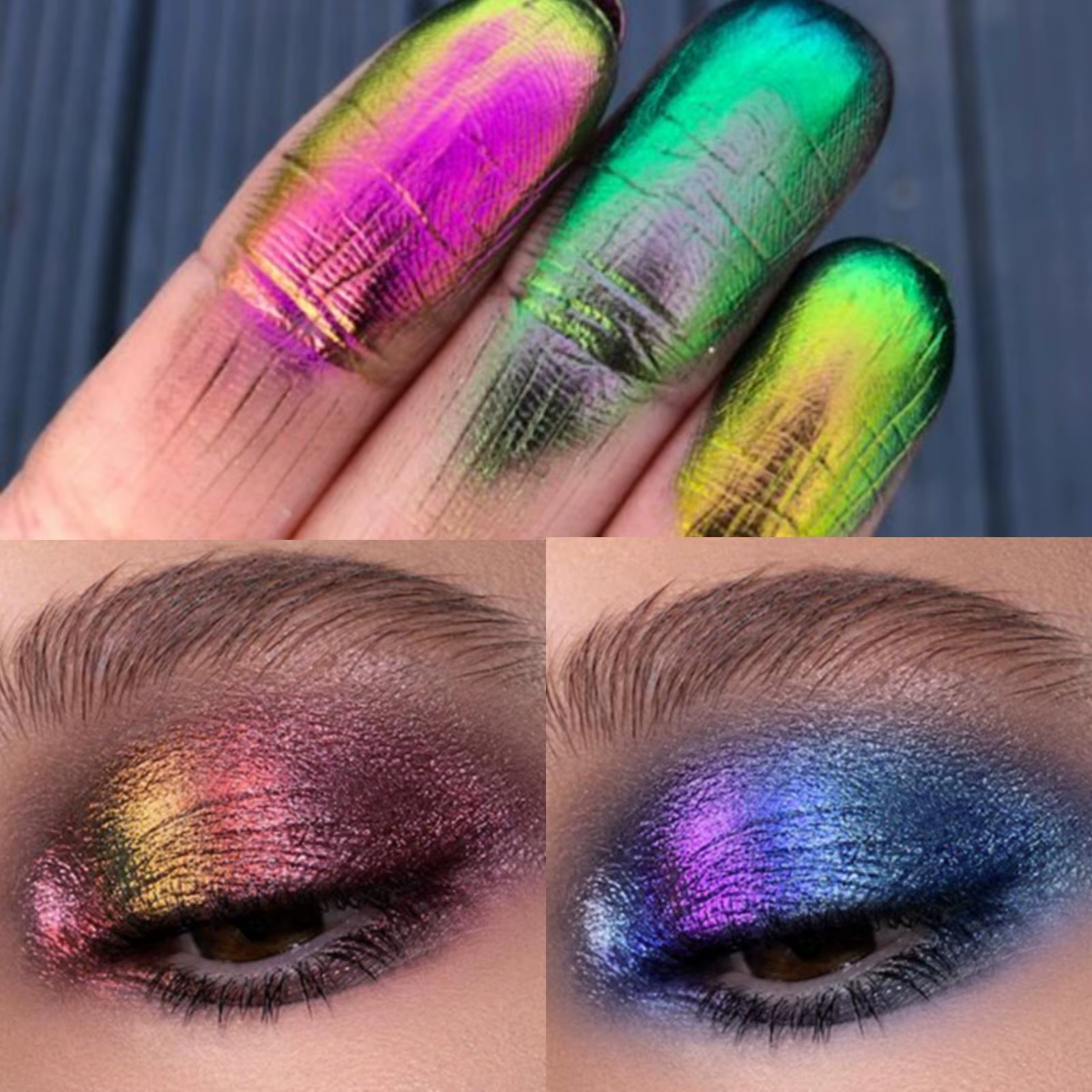 Pigments de changement de vitesse multi-chromes fard à paupières liquide caméléon