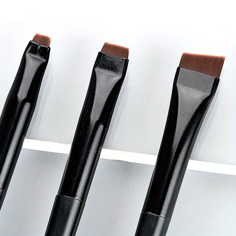 Ensemble de 3 pinceaux de maquillage, pinceau à eyeliner fin à tête oblique, pinceau à sourcils, pinceau à eyeliner ultra-fin, pinceau à fard à paupières