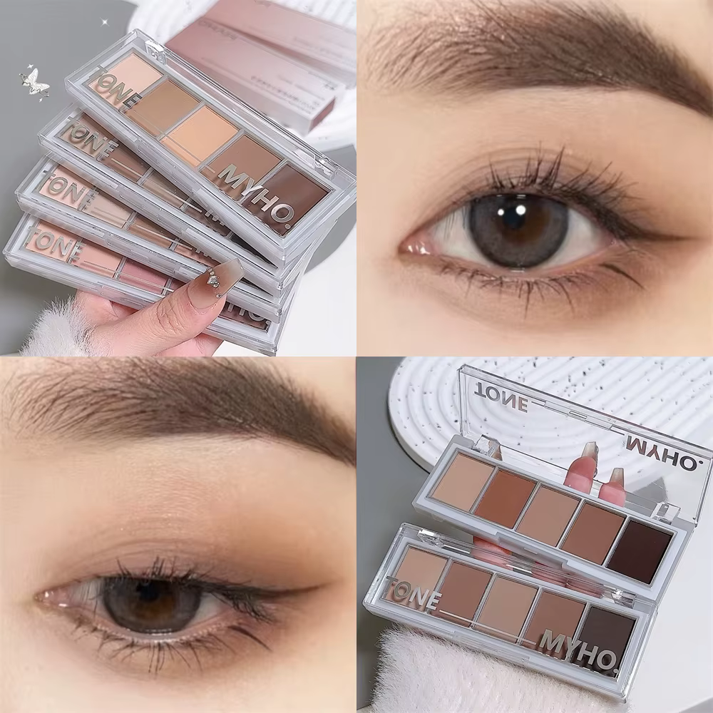 MYHO coréen cinq couleurs fard à paupières Palette plein mat brun Contour du visage ombre