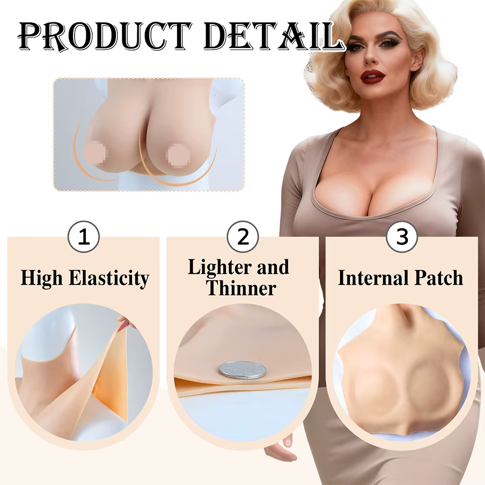 Prothèses mammaires réalistes en silicone, gros seins pour Drag Queen – Prothèse de poitrine artificielle bonnet C/D/E/G pour hommes travestis et transgenres