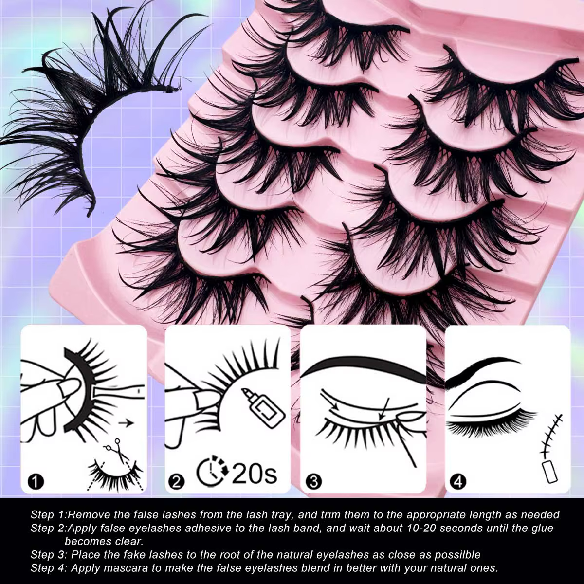 5 paires de faux cils à la mode