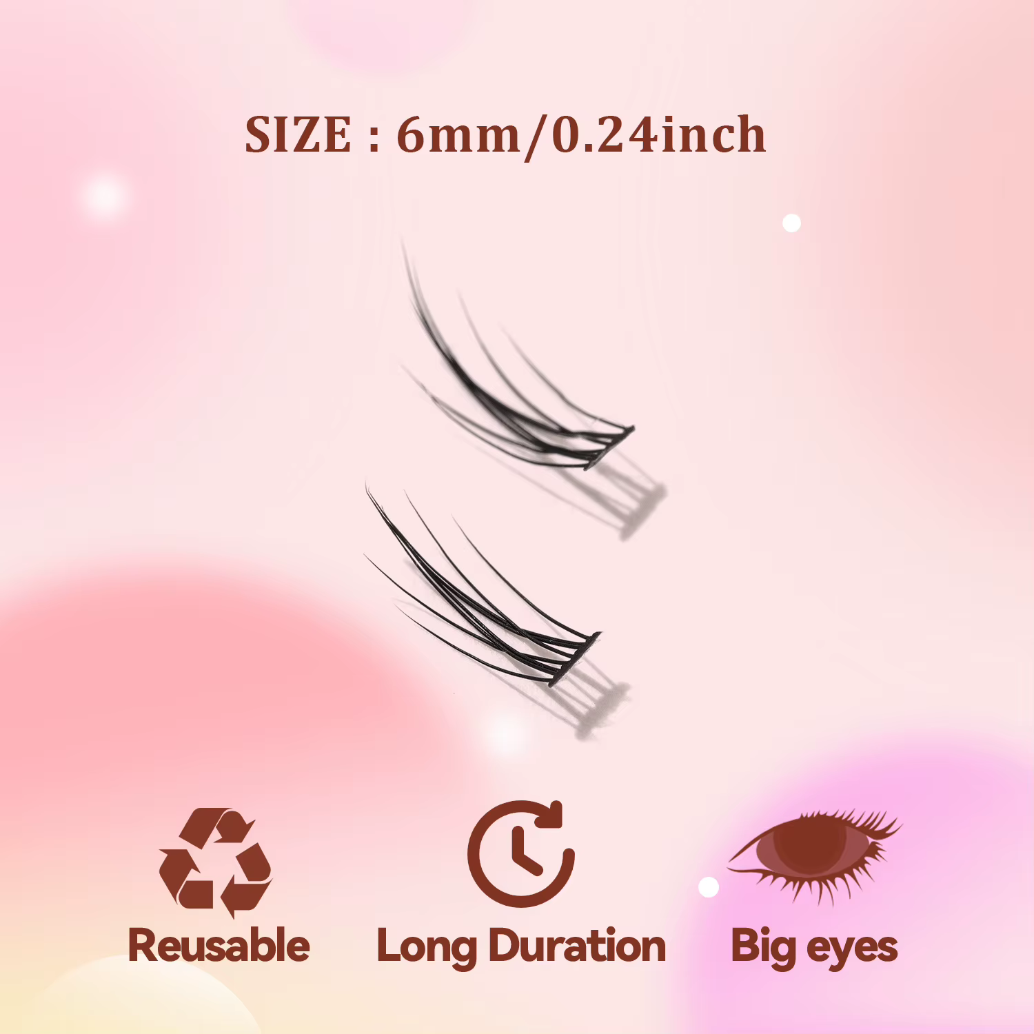 3 rangées de 60 bouquets de cils inférieurs naturels