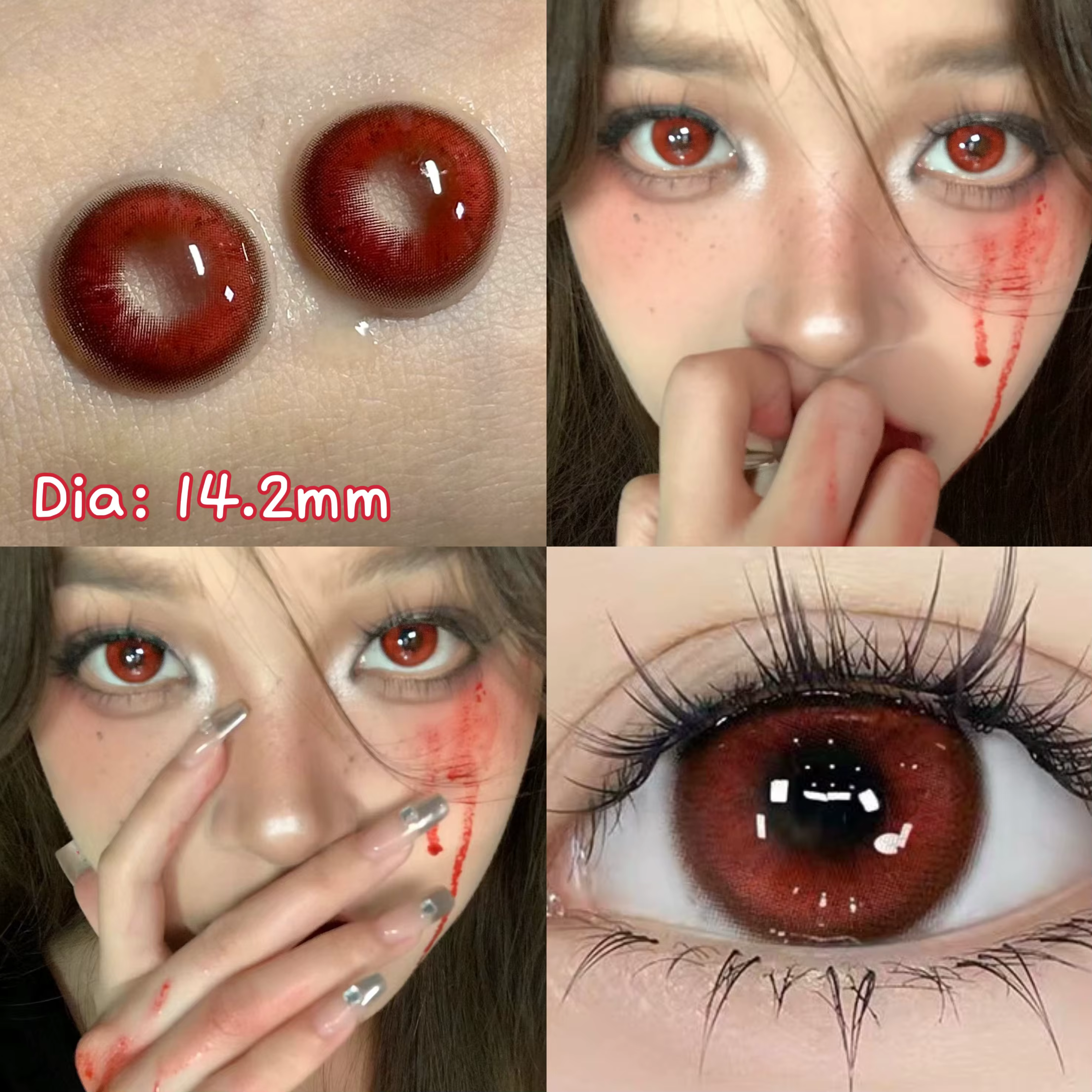 2pcs/paire Cosplay lentilles de Contact de couleur rouge pour les yeux mode