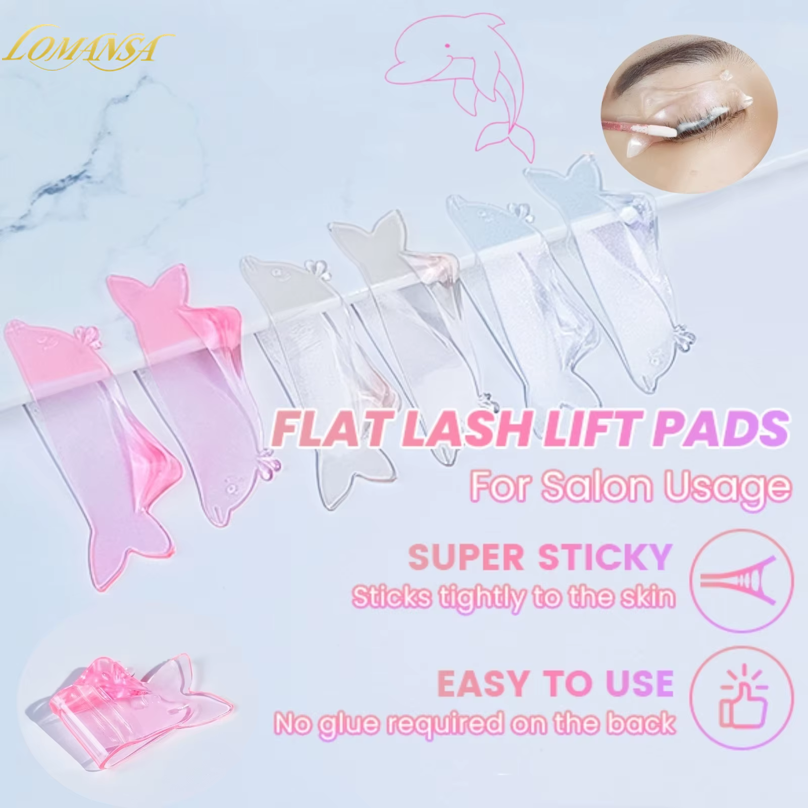 Lomansa 1 paire corée dauphin forme Silicone cils Perm