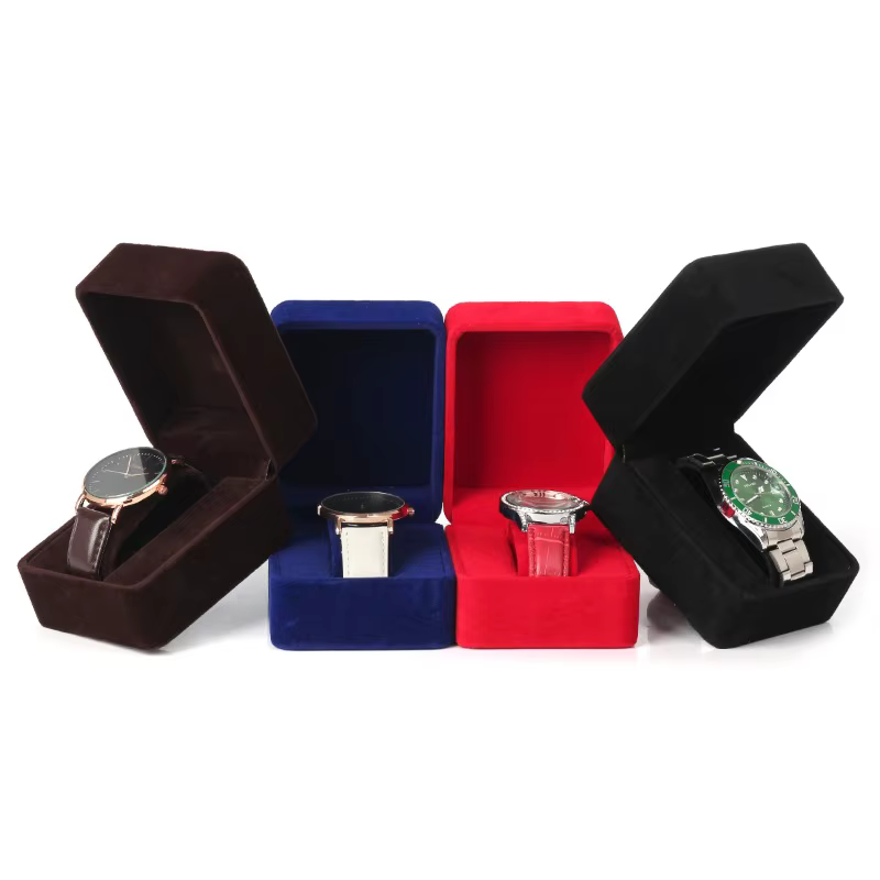 Boîte de montre en velours à coins ronds pour montre connectée, mallette de rangement d'horloge, accessoires de bijoux, boîtes d'emballage d'affaires