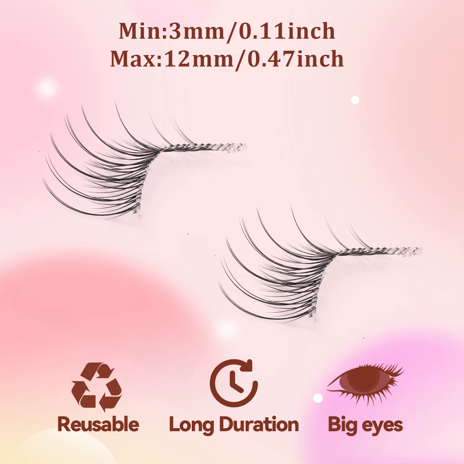 5 paires de faux cils, style naturel et transparent