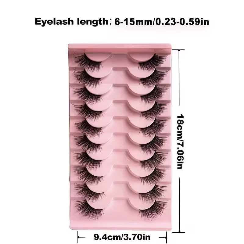 10 paires de cils épais effet œil de chat