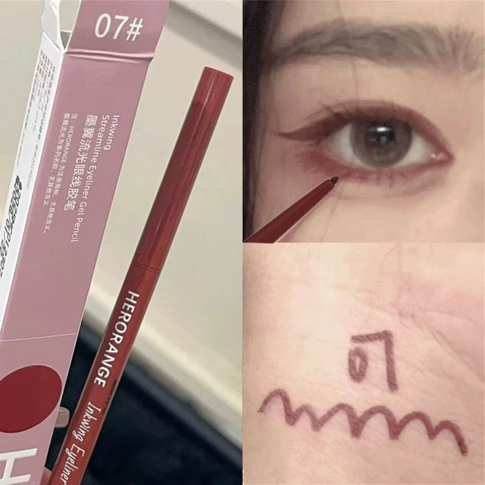 Crayon Eyeliner 12 Couleurs Rouge Vin Lisse Haute Pigmentation Mat Imperméable Aegyosal pour Effet Yeux de Soie Cosmétique