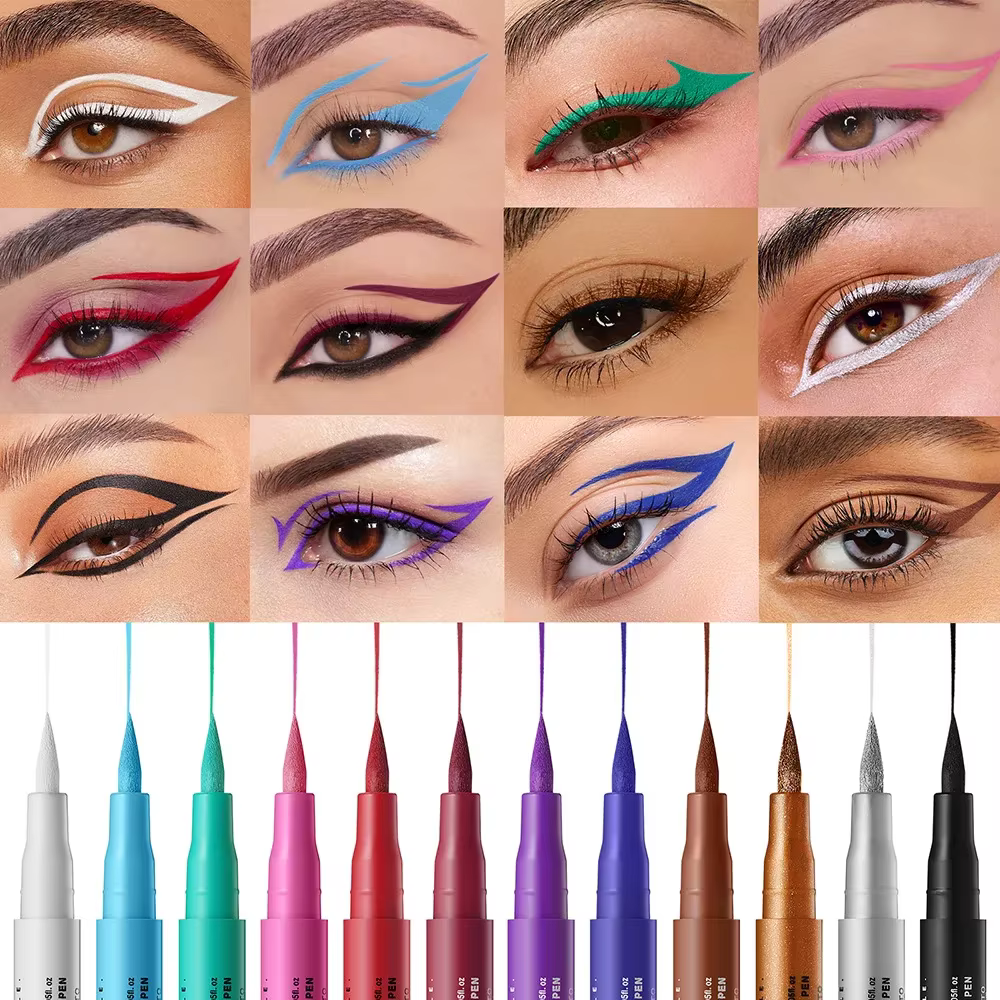 Crayon Eyeliner Liquide Blanc Mat 6 Couleurs Violet Foncé Rouge Maquillage Yeux Séchage Rapide Imperméable Longue Durée