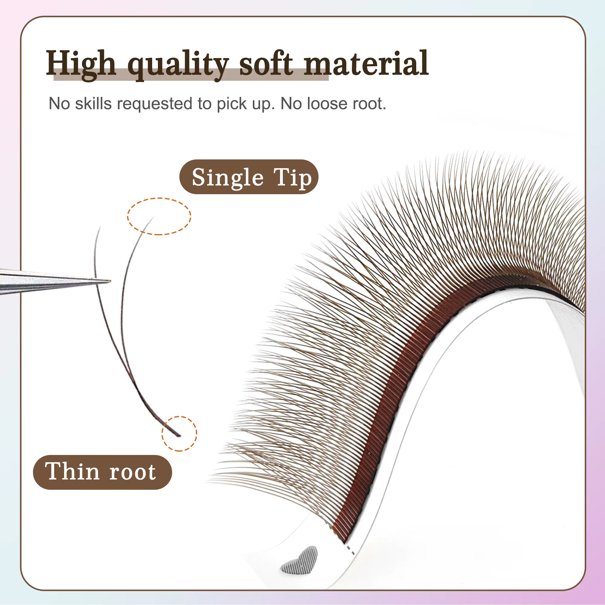 Mix 8-12/8-15mm brun extension de cils 2D forme V faux